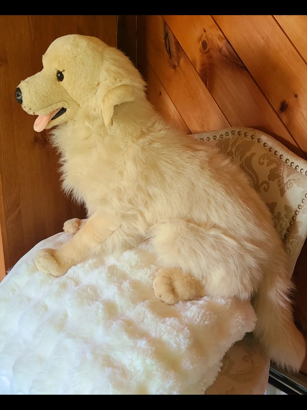 Cream Plush Golden Retriever Dog Toy - Soft Sit-Along Companion